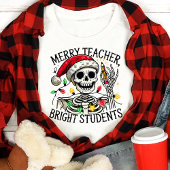 Merry Teacher Funny Skeleton Kerst Tri-Blend Shirt