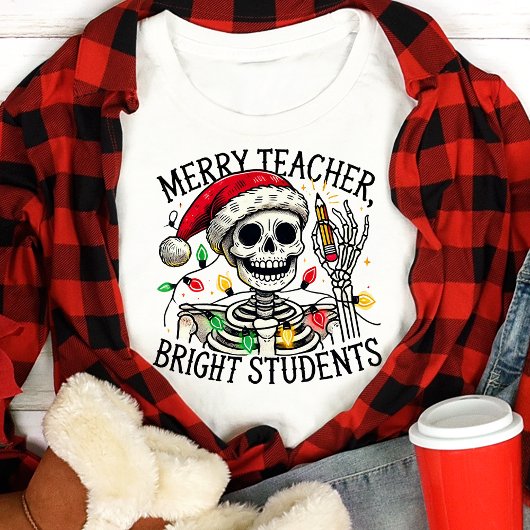 Merry Teacher Funny Skeleton Kerst Tri-Blend Shirt