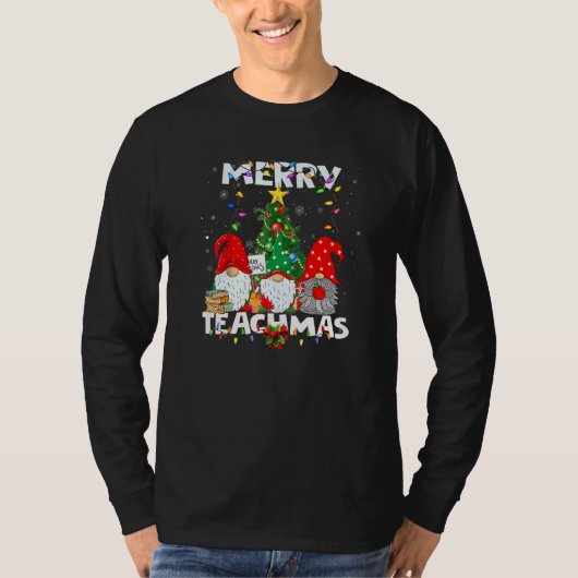 Merry Teachmas Christmas Teacher Xmas Gnome T-shirt (Voorkant)
