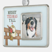 Merry Tex-Mas Y'all Cowboy Pet met bloemen Verzilverd Omlijst Ornament (Links)