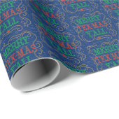 Merry Tex-Mas Y'all op Blue Cadeaupapier (Rol Hoek)