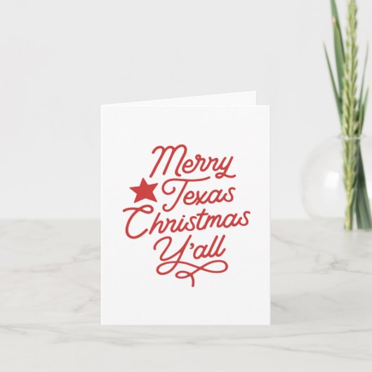 Merry Texas Kerstmis Y'all Script Red Greeting Kaart (Voorkant)