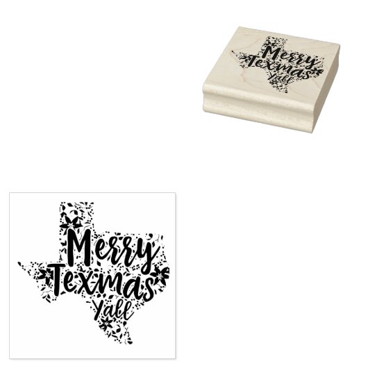 Merry Texmas Y'all Texas State Christmas Art Stamp Rubberstempel (Gestempeld)