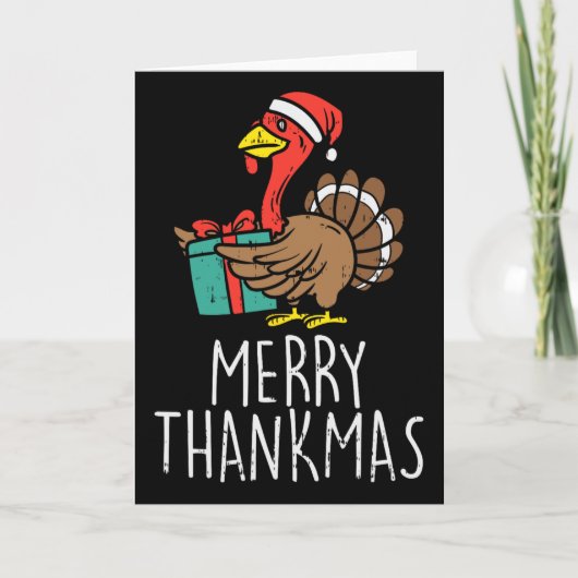 Merry Thankmas Santa Turkey Day Thanksgiving Chris Kaart (Voorkant)