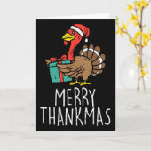 Merry Thankmas Santa Turkey Day Thanksgiving Chris Kaart (Gele Bloem)