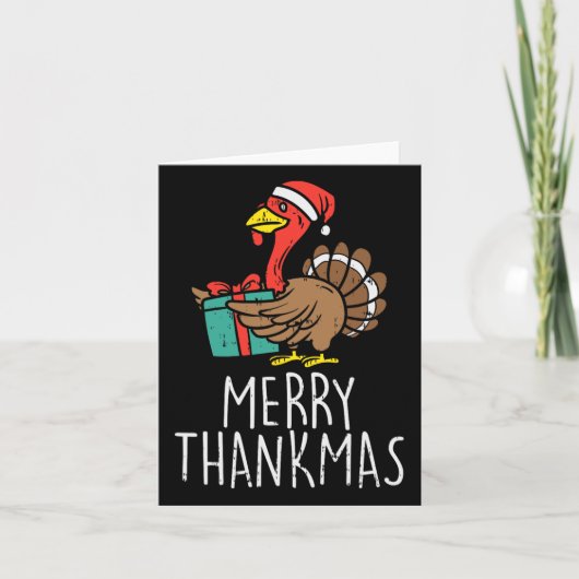Merry Thankmas Santa Turkey Day Thanksgiving Chris Kaart (Voorkant)