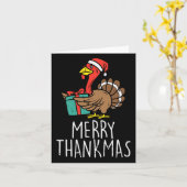 Merry Thankmas Santa Turkey Day Thanksgiving Chris Kaart (Gele Bloem)