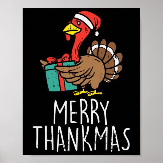 Merry Thankmas Santa Turkey Day Thanksgiving Chris Poster (Voorkant)