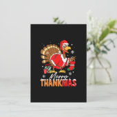 Merry Thankmas Turkey Santa Hat Thanksgiving Chris Kaart (Staand voorkant)