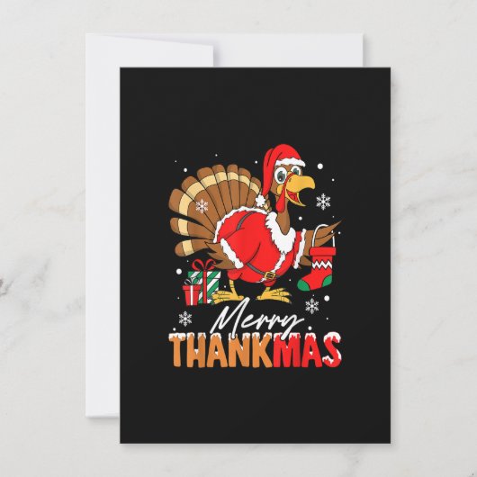 Merry Thankmas Turkey Santa Hat Thanksgiving Chris Kaart (Voorkant)