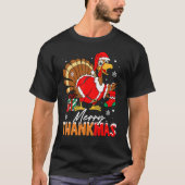 Merry Thankmas Turkey Santa Hat Thanksgiving Chris T-shirt (Voorkant)