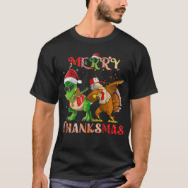 Merry Thanksgiving Dinosaur Turkey Rapper Dabbing T-shirt