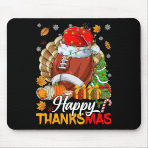 Merry Thanksgiving Football Santa Hat Thanksgiving Muismat