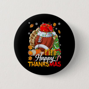 Merry Thanksgiving Football Santa Hat Thanksgiving Ronde Button 5,7 Cm