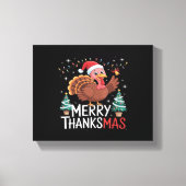 Merry Thanksgiving Happy Thanksgiving Santa Turkey Canvas Afdruk (Voorkant)