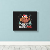 Merry Thanksgiving Happy Thanksgiving Santa Turkey Canvas Afdruk (Insitu (Houten vloer))