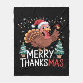 Merry Thanksgiving Happy Thanksgiving Santa Turkey Fleece Deken (Voorkant)