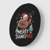 Merry Thanksgiving Happy Thanksgiving Santa Turkey Grote Klok (Hoek)