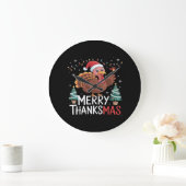 Merry Thanksgiving Happy Thanksgiving Santa Turkey Grote Klok (Huis)