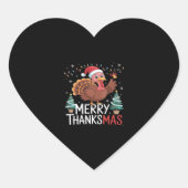 Merry Thanksgiving Happy Thanksgiving Santa Turkey Hart Sticker (Voorkant)