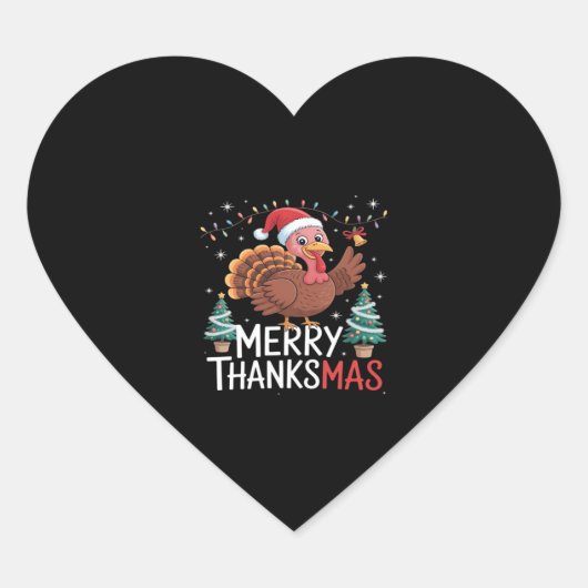 Merry Thanksgiving Happy Thanksgiving Santa Turkey Hart Sticker (Voorkant)