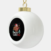 Merry Thanksgiving Happy Thanksgiving Santa Turkey Keramische Bal Ornament (Rechts)
