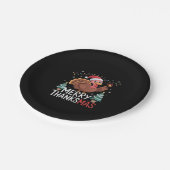 Merry Thanksgiving Happy Thanksgiving Santa Turkey Papieren Bordje (Gekanteld)