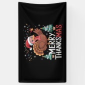 Merry Thanksgiving Happy Thanksgiving Santa Turkey Spandoek (Verticaal)