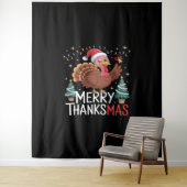 Merry Thanksgiving Happy Thanksgiving Santa Turkey Wandkleed (In situ)