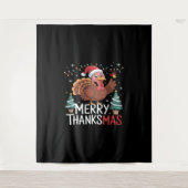 Merry Thanksgiving Happy Thanksgiving Santa Turkey Wandkleed (Voorkant)