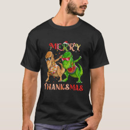 Merry Thanksgiving T Rex dinosaurus rapper Dabbing T-shirt