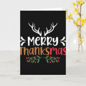 Merry Thanksmas Christmas Thanksgiving Turkey Sant Kaart (Gele Bloem)