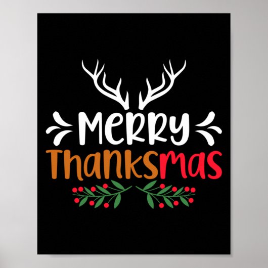 Merry Thanksmas Christmas Thanksgiving Turkey Sant Poster (Voorkant)