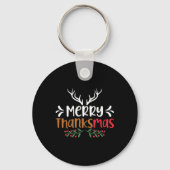 Merry Thanksmas Christmas Thanksgiving Turkey Sant Sleutelhanger (Voorkant)