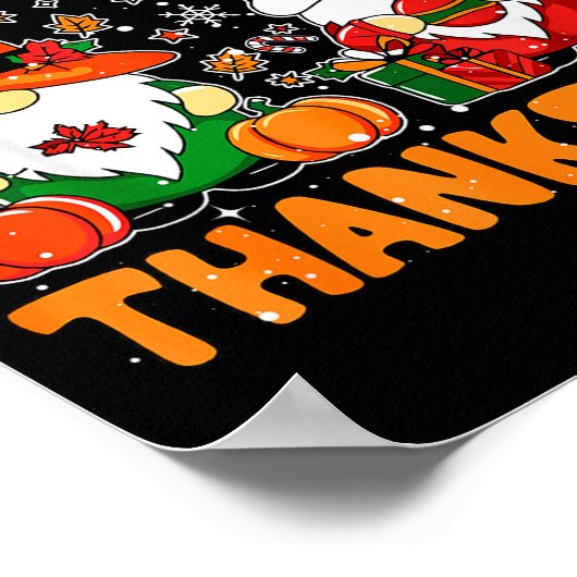 Merry Thanksmas Funny Fall Thanksgiving Santa Gnom Poster (Hoek)