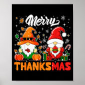 Merry Thanksmas Funny Fall Thanksgiving Santa Gnom Poster (Voorkant)