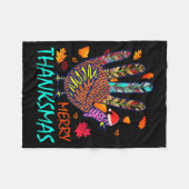 Merry Thanksmas Happy Thanksgiving Christmas Turke Fleece Deken (Voorkant (Horizontaal))