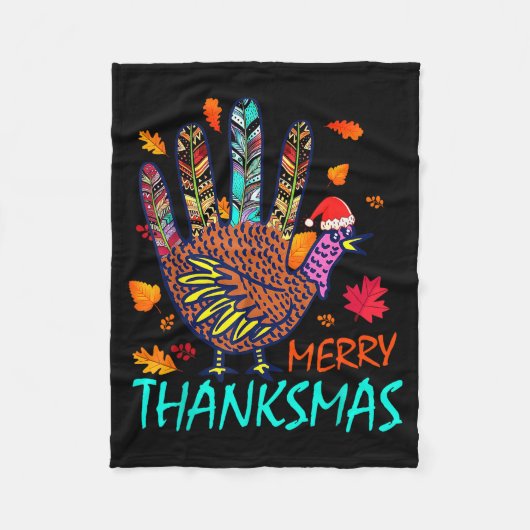 Merry Thanksmas Happy Thanksgiving Christmas Turke Fleece Deken (Voorkant)