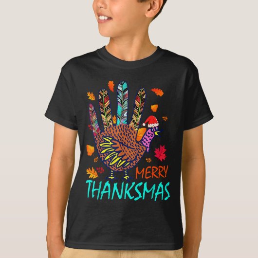 Merry Thanksmas Happy Thanksgiving Christmas Turke T-shirt (Voorkant)