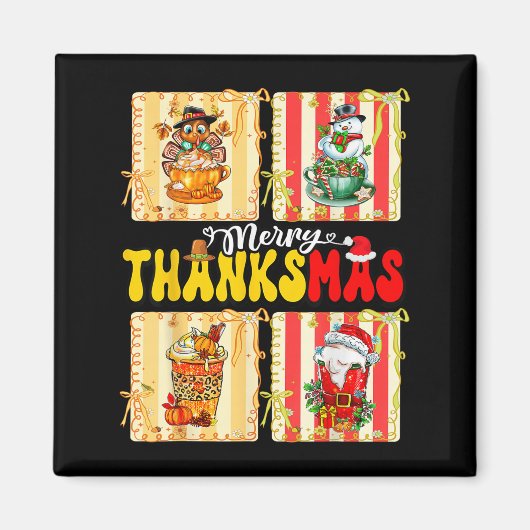 Merry Thanksmas Pumpkin Sce Latte Coffee Thanksgiv Magneet (Voorkant)