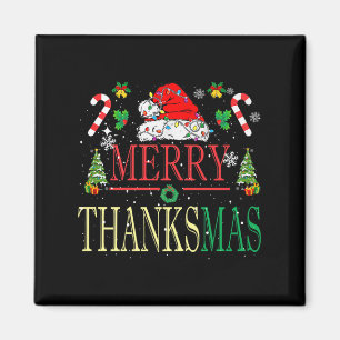 Merry Thanksmas Santa Hat Xmas Familie Mannen Vrou Magneet