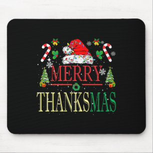 Merry Thanksmas Santa Hat Xmas Familie Mannen Vrou Muismat