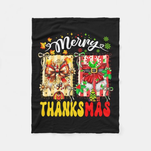 Merry Thanksmas Thanksgiving Christmas Coquette Bo Fleece Deken (Voorkant)