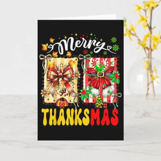 Merry Thanksmas Thanksgiving Christmas Coquette Bo Kaart (Gele Bloem)