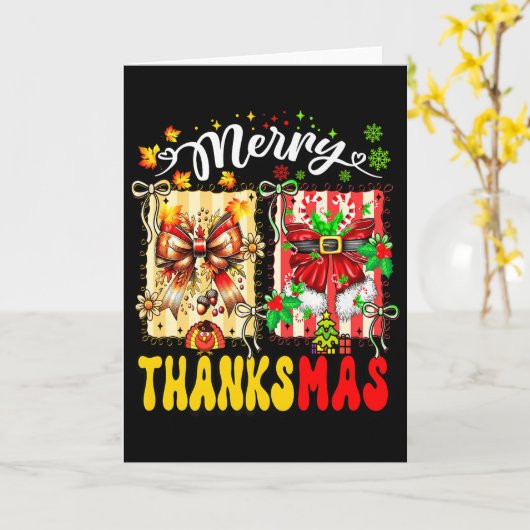 Merry Thanksmas Thanksgiving Christmas Coquette Bo Kaart (Gele Bloem)