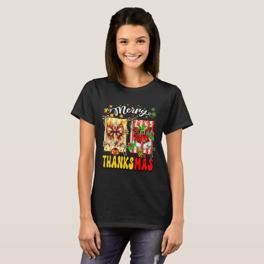 Merry Thanksmas Thanksgiving Christmas Coquette Bo T-shirt (Voorkant volledig)