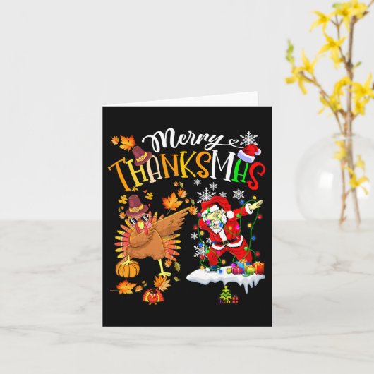 Merry Thanksmas Thanksgiving Kerstmis Kaart (Gele Bloem)