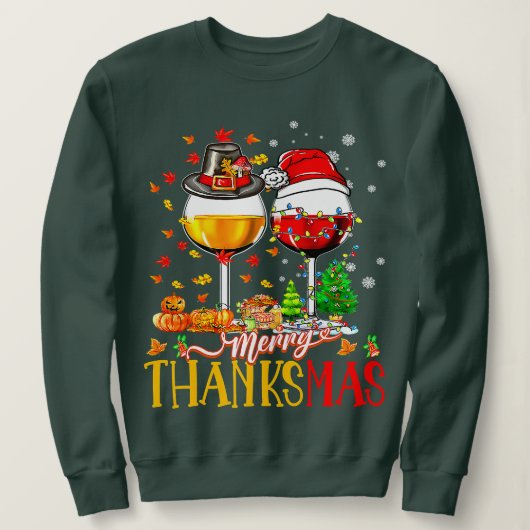 Merry Thanksmas Thanksgiving Kerstmis Ugly Xmas P Trui (Design voorkant)