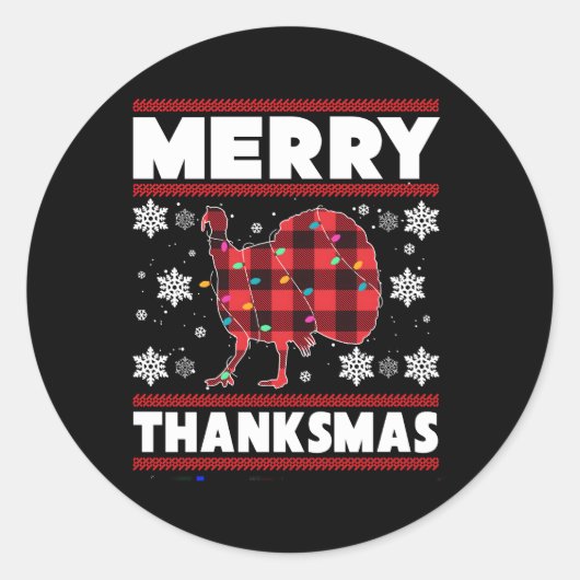 Merry Thanksmas Thanksgiving Ronde Sticker (Voorkant)