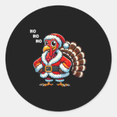 Merry Thanksmas Thanksgiving Turkey Xmas Funny Kid Ronde Sticker (Voorkant)